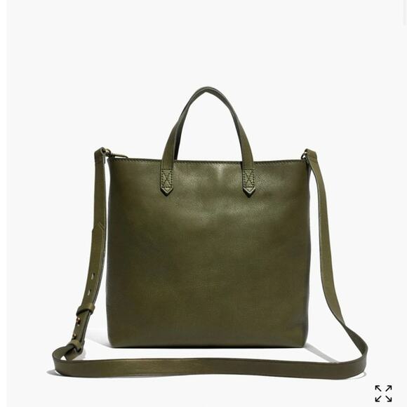 Madewell The Zip-Top Transport Crossbody in Muted Olive Leather Purse
